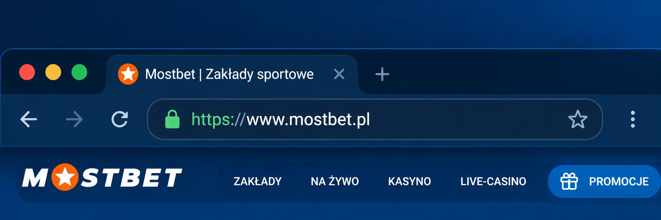 Ikona kłódki SSL przy pasku adresu oficjalnej strony Mostbet – widok certyfikatu bezpieczeństwa